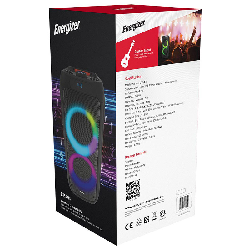 اسپیکر چمدانی بلوتوثی رم و فلش خور Energizer BTS495