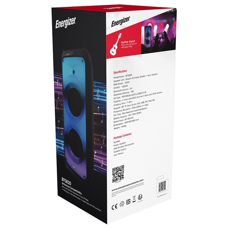 اسپیکر چمدانی بلوتوثی رم و فلش خور Energizer BTS820
