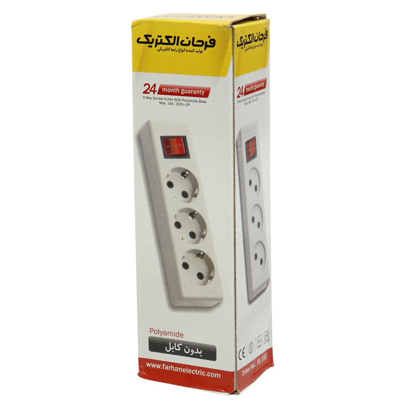 چند راهی 3 خانه برق بدون سیم ارت دار فرحان الکتریک Farhan Electric FE333
