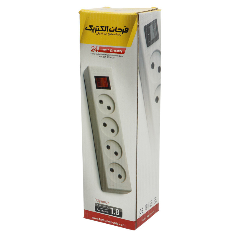 چند راهی 4 خانه برق Farhan Electric F444 با کابل 1٫8 متری