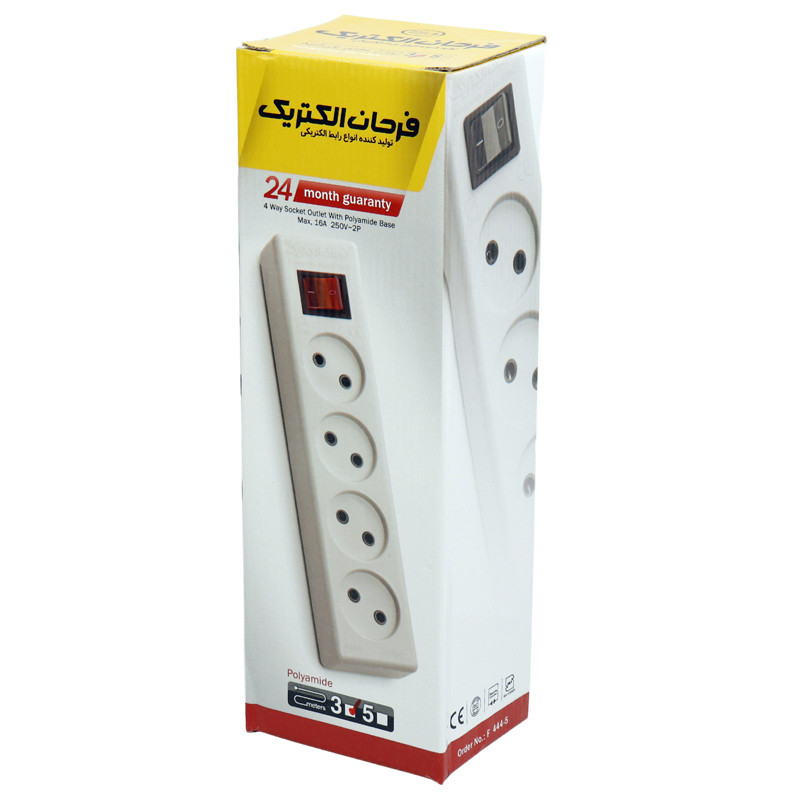 چند راهی 4 خانه برق Farhan Electric F444-5 با کابل 3 متری