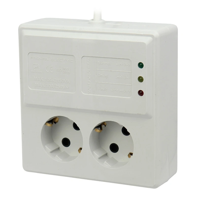 محافظ برق یخچال و فریزر 2 خانه ارت دار فرحان الکتریک با کابل 1٫8 متری Farhan Electric FEP222
