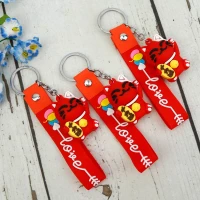 جاکلیدی سیلیکونی + بند آویز سیلیکونی گربه قرمز بزرگ