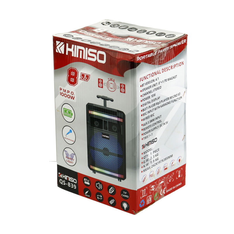 اسپیکر چمدانی بلوتوثی رم و فلش خور Kimiso KMS-838