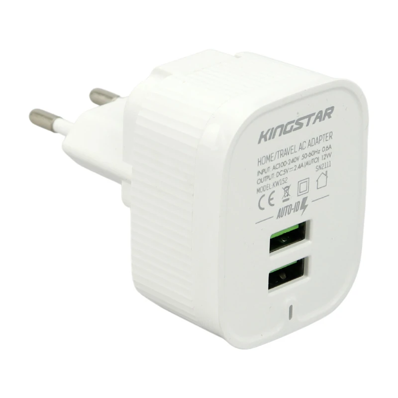 شارژر دیواری فست شارژ kingStar KW152C 2Port 2.4A 12W + کابل Type-C