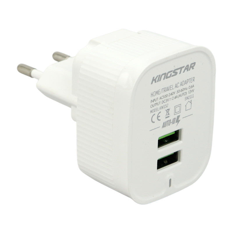 شارژر دیواری فست شارژ kingStar KW152C 2Port 2.4A 12W + کابل Type-C