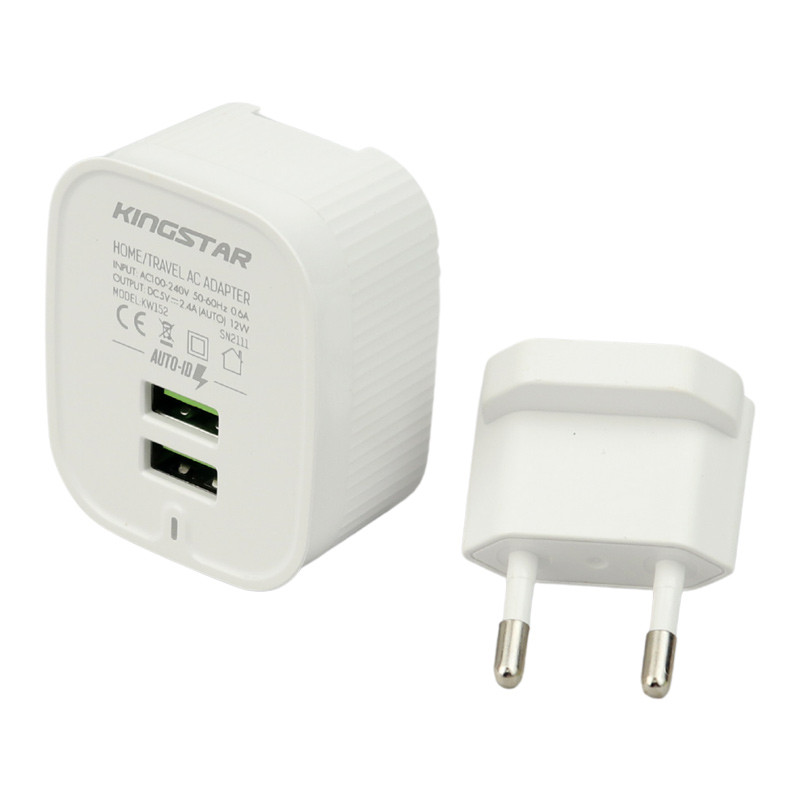 شارژر دیواری فست شارژ kingStar KW152C 2Port 2.4A 12W + کابل Type-C
