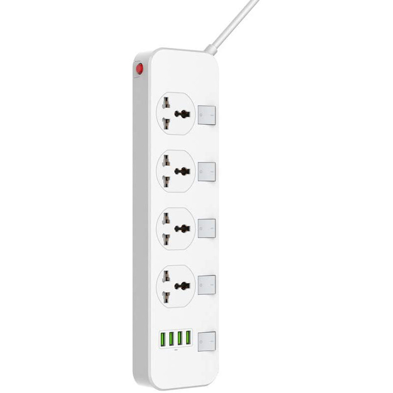 چند راهی 4 خانه برق LDNIO SC4408 با کابل 2 متری + شارژر USB