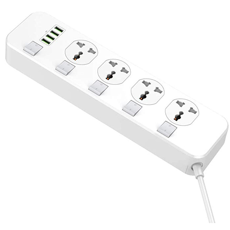چند راهی 4 خانه برق LDNIO SC4408 با کابل 2 متری + شارژر USB