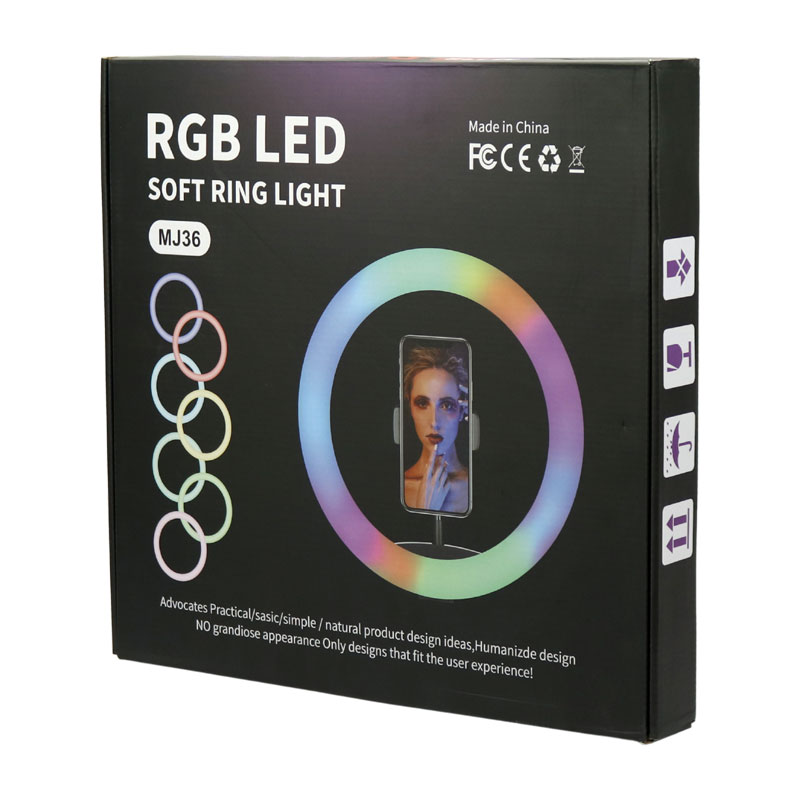 رینگ لایت پایه دار 14 اینچ MJ36 RGB