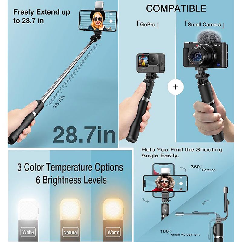 سه پایه و مونوپاد بلوتوثی Mini Live Broadcast Selfie Stick P60D