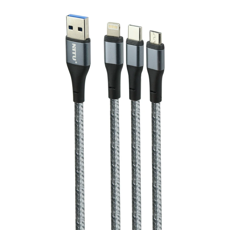 کابل سه سر فست شارژ 3 آمپر نیتو NC124 طول 1.2 متر