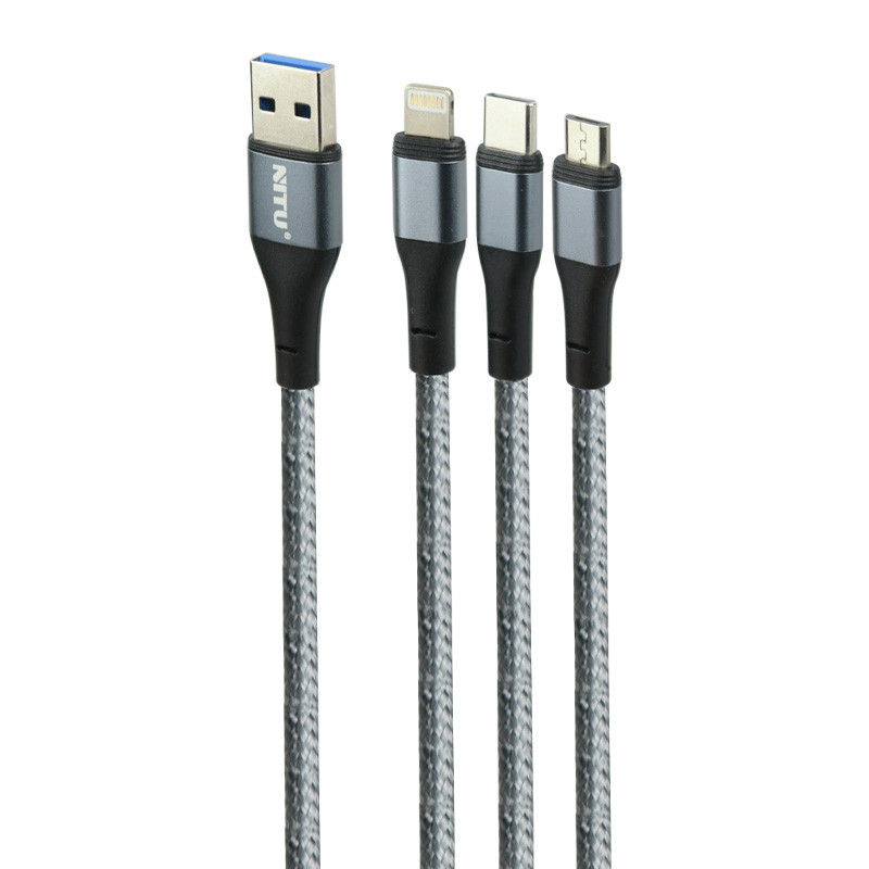 کابل 3 سر فست شارژ Nitu NC124 3A 1.2m