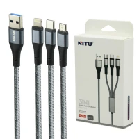 کابل 3 سر فست شارژ Nitu NC124 3A 1.2m