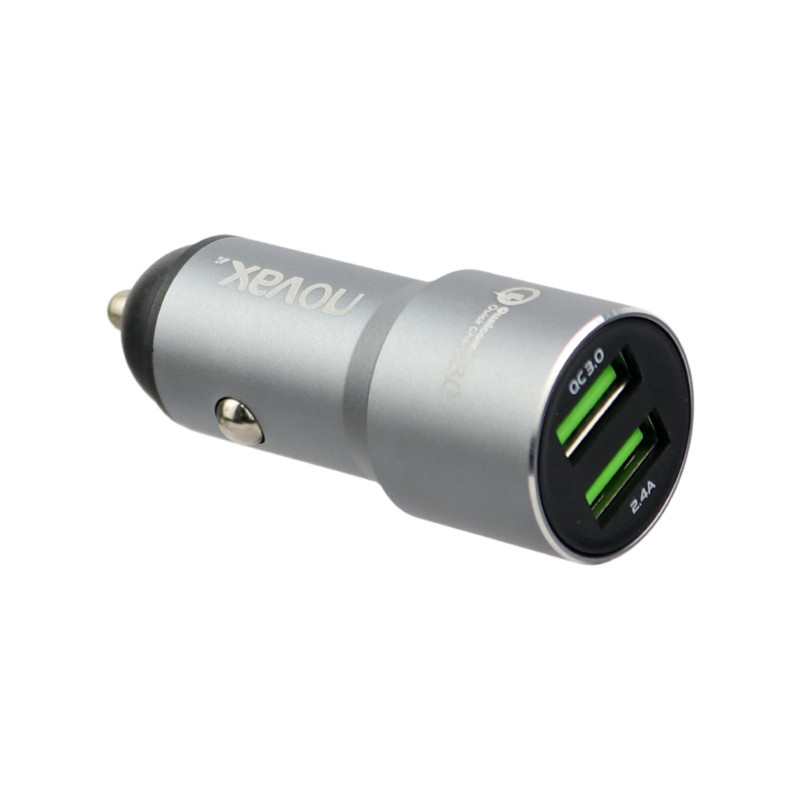 شارژر فندکی فست شارژ Novax C-301 QC3.0 5.5A 36W + کابل میکرو یو اس بی