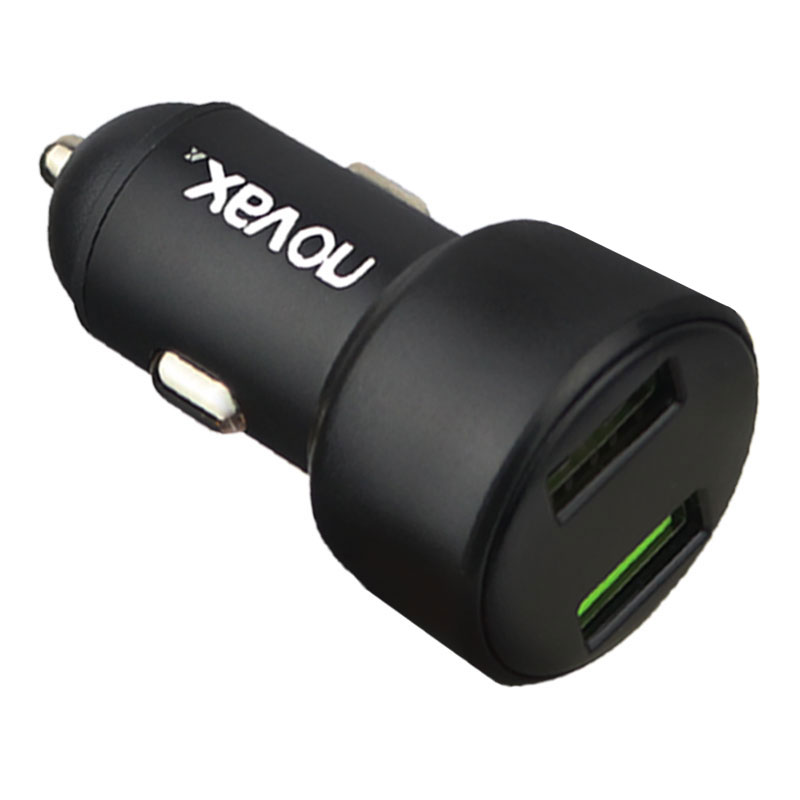 شارژر فندکی فست شارژ Novax C-302 QC3.0 5.5A 36W + کابل میکرو یو اس بی