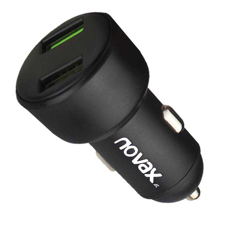 شارژر فندکی فست شارژ Novax C-302 QC3.0 5.5A 36W + کابل میکرو یو اس بی