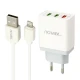 شارژر دیواری فست شارژ Novax Ch-102 3Port QC3 2.4A PD + کابل آیفونی
