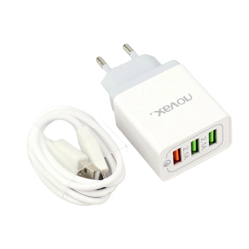 شارژر دیواری فست شارژ Novax Ch-102 3Port QC3 2.4A PD + کابل Type-C