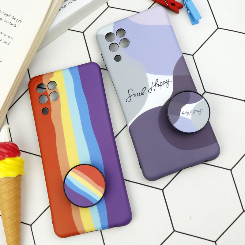 قاب طرحدار مات IMD + پاپ سوکت Samsung Galaxy A22 4G