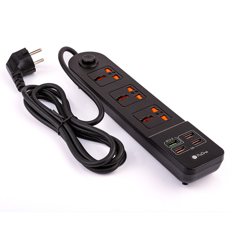 چند راهی 3 خانه برق پرووان SKT01 با کابل 2 متری + شارژر USB