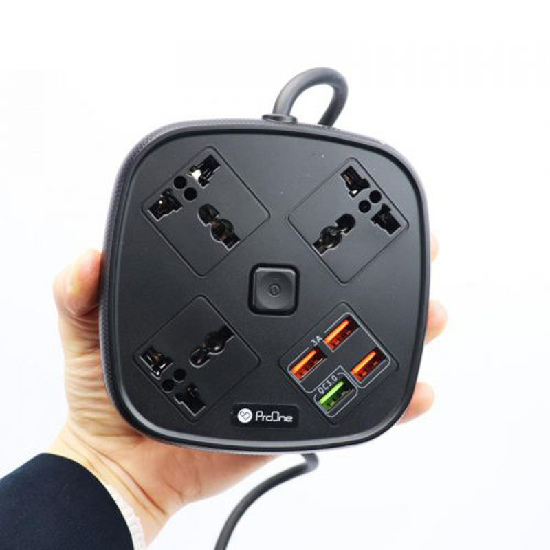 چند راهی 3 خانه برق پرووان SKT02 با کابل 2 متری + شارژر USB