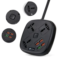 چند راهی 3 خانه برق پرووان SKT02 با کابل 2 متری + شارژر USB