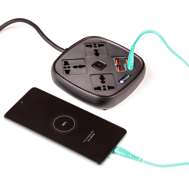 چند راهی 3 خانه پرووان SKT02 با کابل 2 متری + شارژر USB
