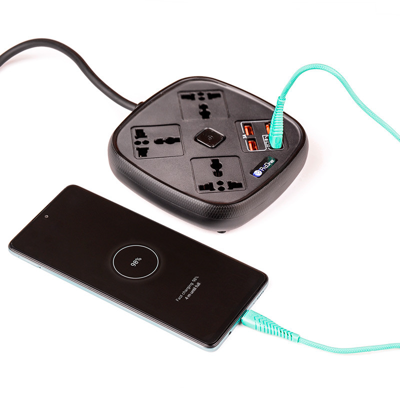 چند راهی 3 خانه برق پرووان SKT02 با کابل 2 متری + شارژر USB