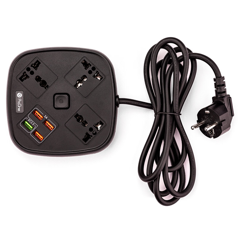 چند راهی 3 خانه برق پرووان SKT02 با کابل 2 متری + شارژر USB