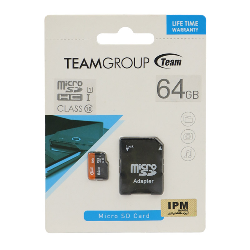رم میکرو 64 گیگ تیم گروپ Teamgroup 500X U1 C10 80MB/s + خشاب