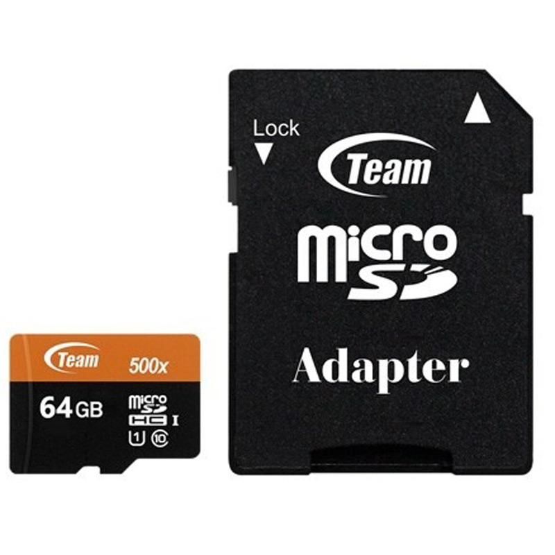 رم میکرو 64 گیگ تیم گروپ Teamgroup 500X U1 C10 80MB/s + خشاب