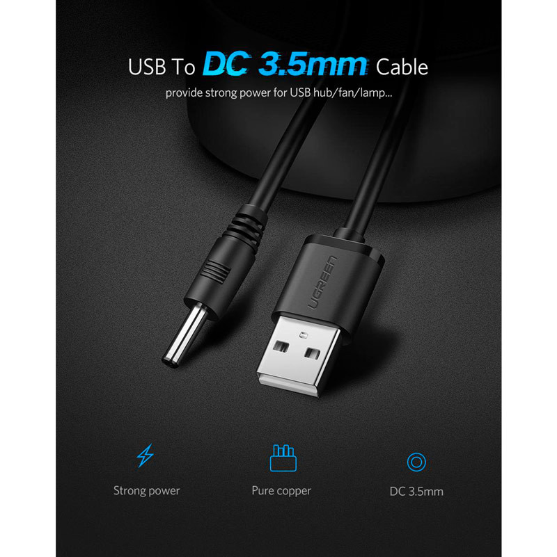 کابل سوزنی Ugreen 10376 USB To DC 2A 1m