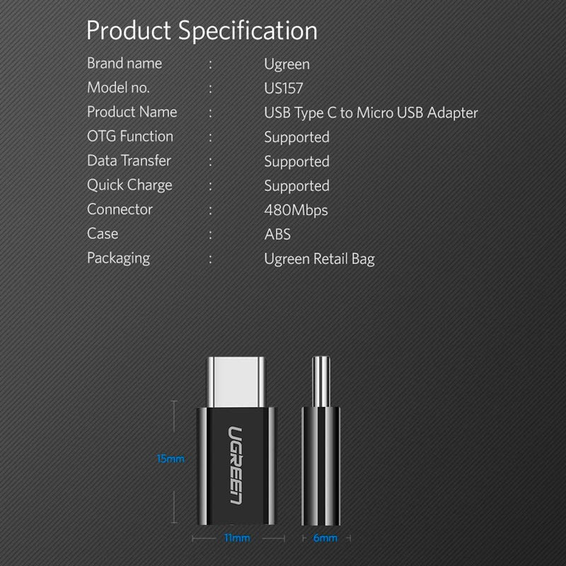 تبدیل Ugreen US157 30391 OTG MicroUSB To Type-C
