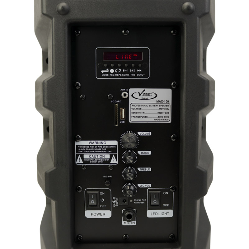اسپیکر چمدانی بلوتوثی رم و فلش خور VanMaax MX-100 + میکروفون و ریموت کنترل