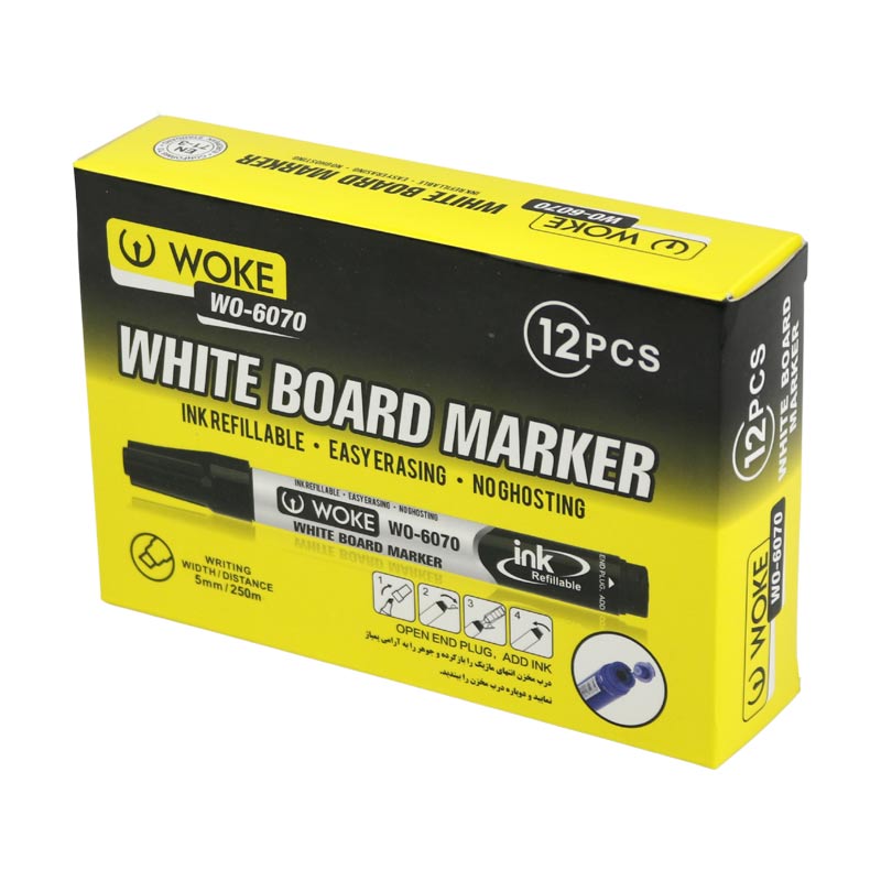 ماژیک وایت برد وک نوک تخت Woke WO-6070 بسته 12 عددی