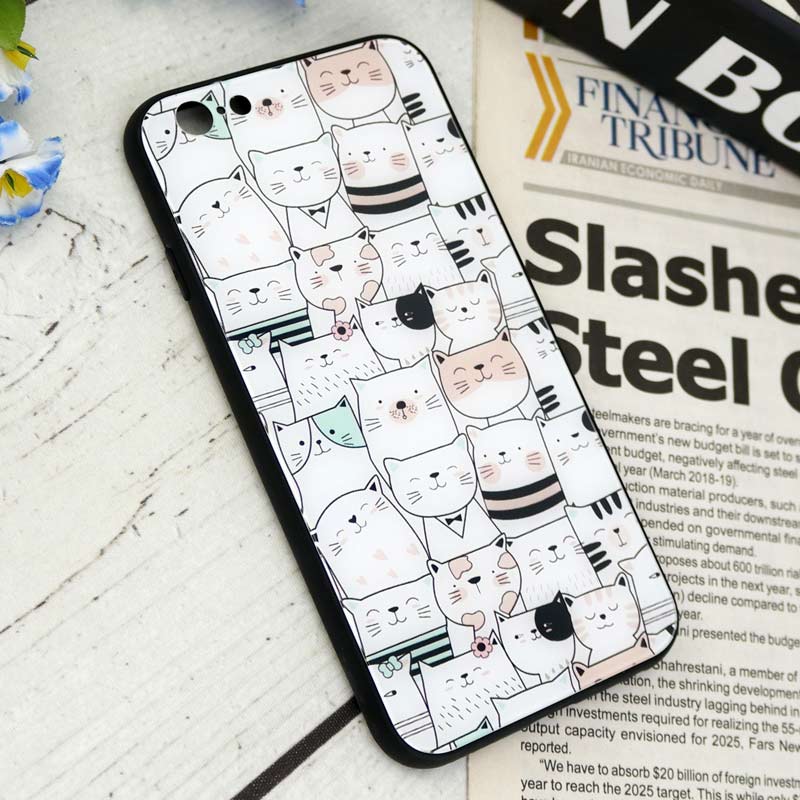 قاب پشت گلسی طرحدار گربه iPhone 6/6s