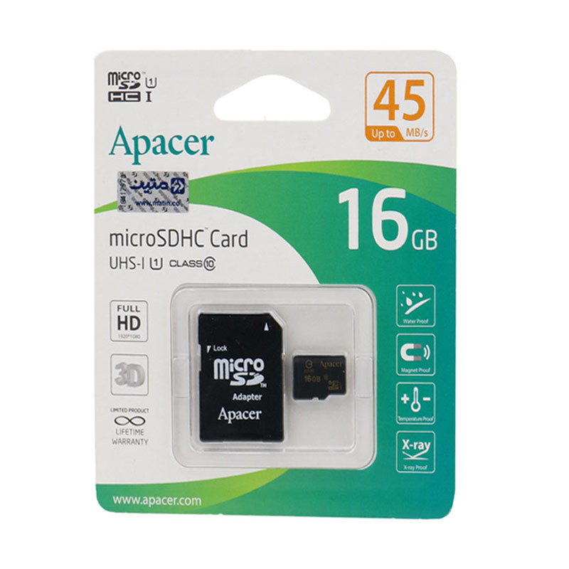 رم میکرو 16 گیگ اپیسر Apacer U1 C10 45MB/s + خشاب
