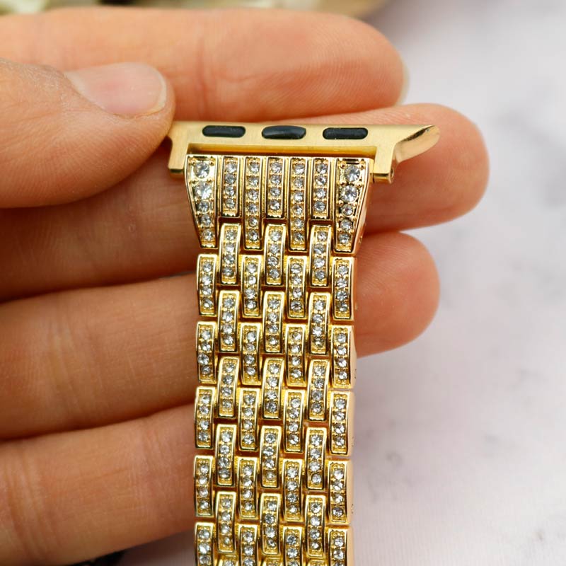 بند طرح W4 نگین دار Slicto اپل واچ 38/40mm