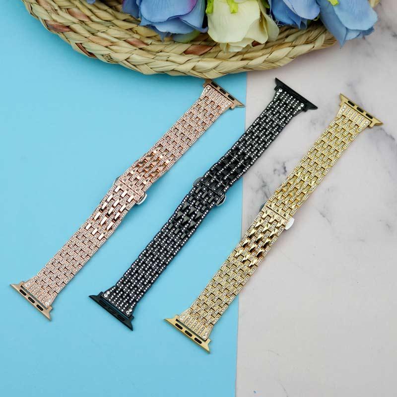 بند طرح W4 نگین دار Slicto اپل واچ 38/40mm