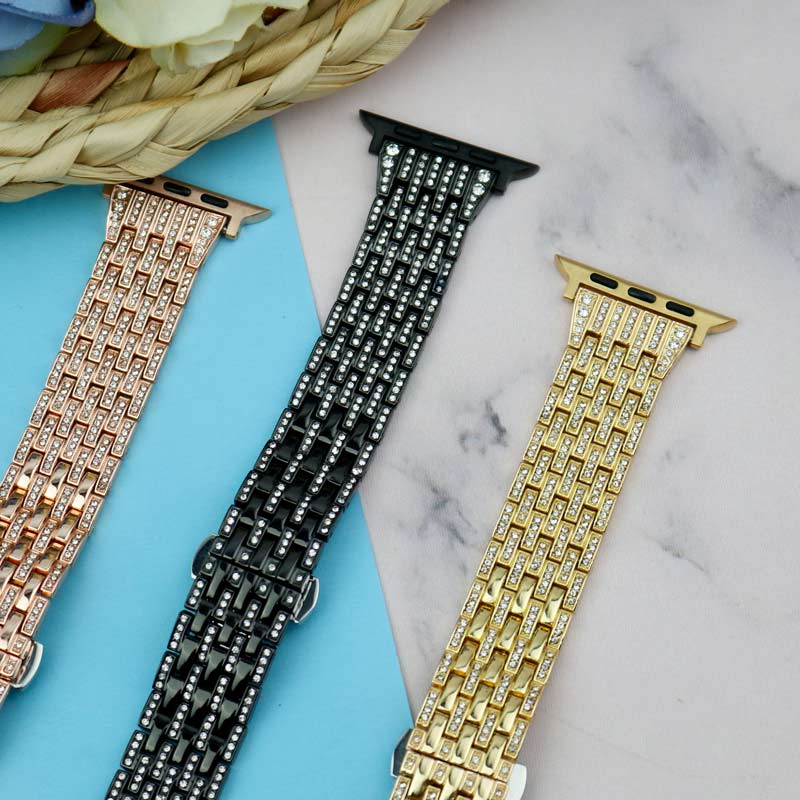 بند طرح W4 نگین دار Slicto اپل واچ 38/40mm