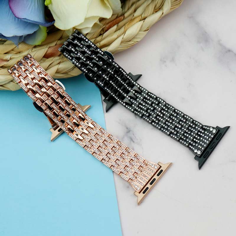 بند طرح W4 نگین دار Slicto اپل واچ 38/40mm