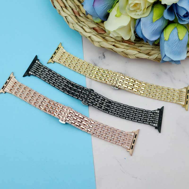 بند طرح W4 نگین دار Slicto اپل واچ 38/40mm