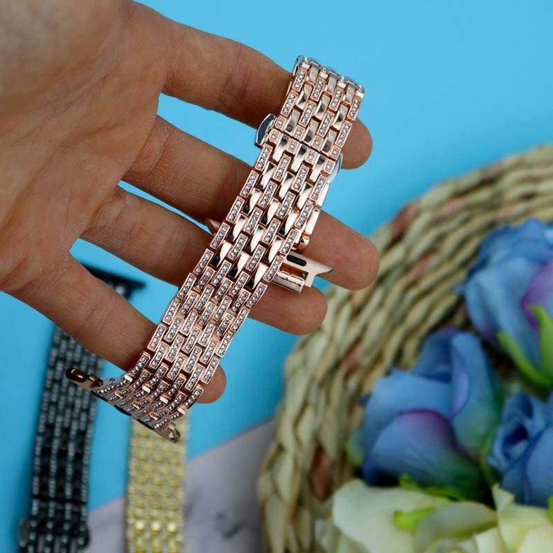 بند طرح W4 نگین دار Slicto اپل واچ 38/40mm