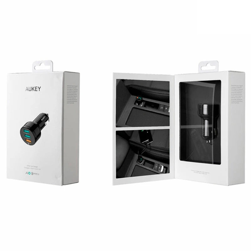 شارژر فندکی فست شارژ Aukey CC-T11 QC3.0 3A 42W + کابل تایپ سی