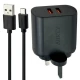 شارژر دیواری فست شارژ Aukey PA-T16 2Port 3A QC3 PD 36W + کابل میکرو یو اس بی