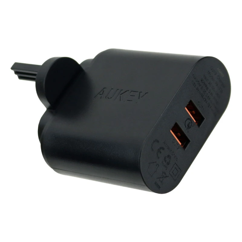 شارژر دیواری فست شارژ Aukey PA-T16 2Port 3A QC3 PD 36W + کابل میکرو یو اس بی