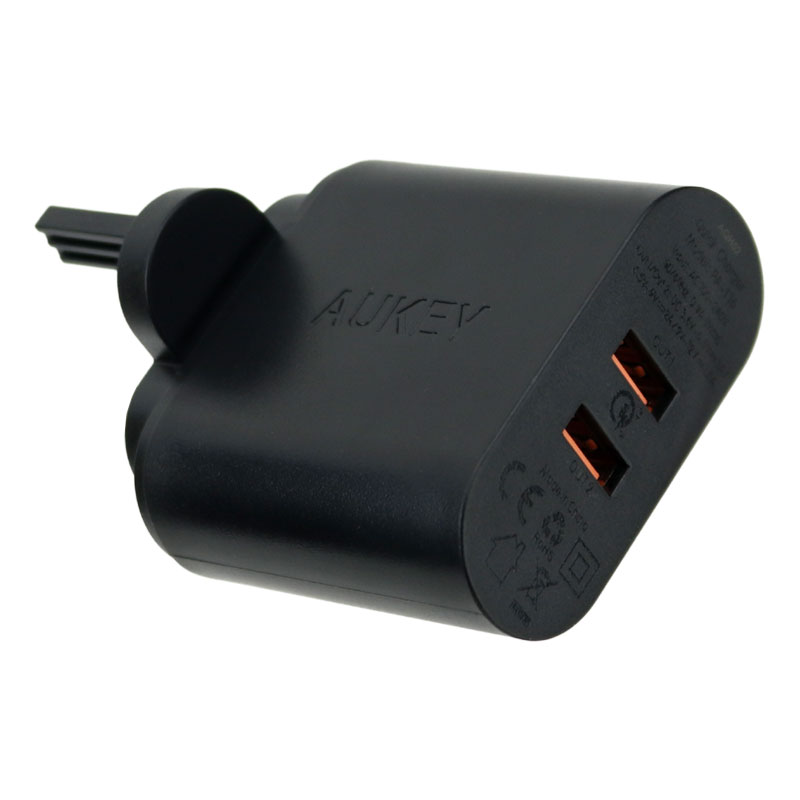 شارژر دیواری فست شارژ Aukey PA-T16 2Port 3A QC3 PD 36W + کابل میکرو یو اس بی