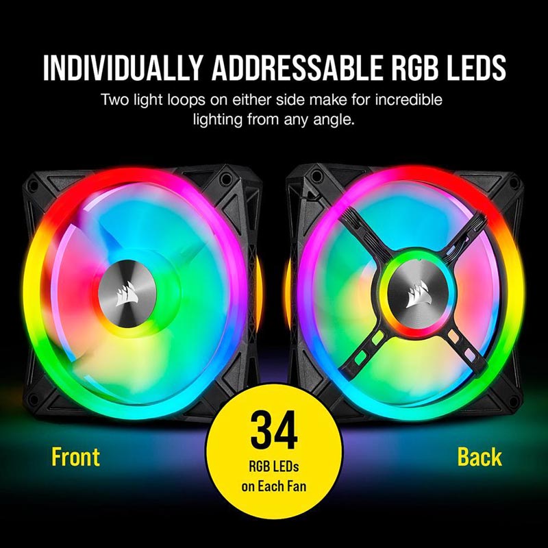 فن کیس کورسیر Corsair iCUE QL120 RGB 12*12 بسته 3 عددی