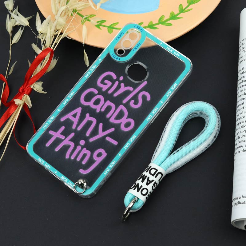 قاب طرحدار Girls Can Do محافظ لنزدار + بند آویز لنیارد Samsung Galaxy A10s